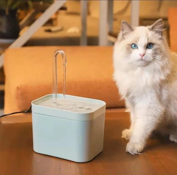 Питьевой фонтан для кошек и собак 1.5L Pet Water FOUNTAIN с фильтром голубовато светло серый