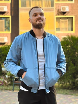 Класичний чоловічий бомбер Challenge Intruder блакитного кольору надійний демісезонний одяг для стильних міських прогулянок та роботи/XXL