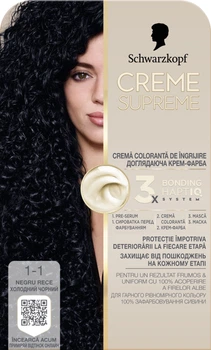 Фарба для волосся Schwarzkopf Creme Supreme 1-1 Холодний Чорний 182 мл (9000101747829)