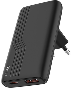 Ładowarka sieciowa Allity GaN PD QC ATC-02-65WAC 1x USB-C + 1x USB-A 65W Black (5906667550702)