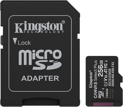 Карта пам'яті microSD Kingston 256GB C10 UHS-I A1 V10 R150MB/s +SD-адаптер (SDCS3/256GB)