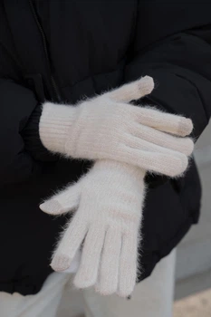 Жіночі теплі зимові сенсорні перчатки рукавиці 5-73 Without Morgan Beige