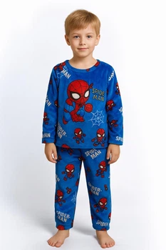 Дитяча тепла плюшева піжама Spider-Man для хлопчика, синя, 125–135 см, 7–9 років (10754)