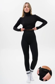 ЖІночі Теплі Лосини В Рубчик На Хутрі Without Chery OneSize Black 553218108