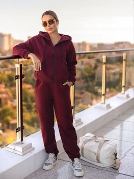 Утеплений спортивний костюм жіночий Fashion 54/56 марсала