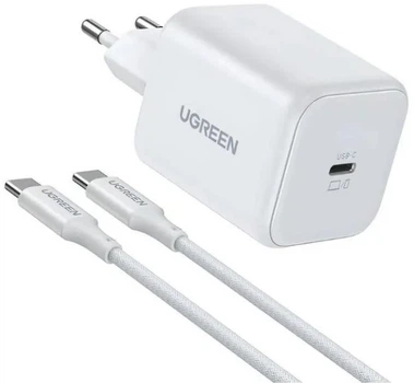 Мережевий зарядний пристрій Ugreen X524 45 W USB-C GaN Set White (UGR-65055)