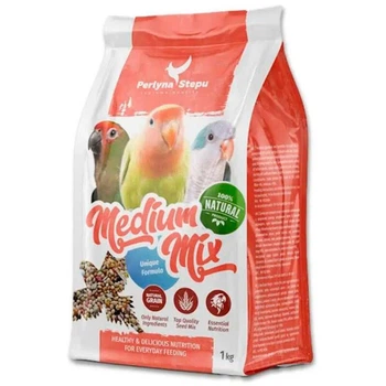 Перлина Степу MEDIUM MIX зернова суміш для середніх папуг, 1 кг