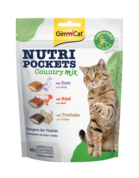 Лакомства GimCat Nutri Pockets Country Mix с уткой, говядиной и индейкой для кошек, 150 г