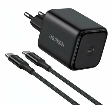 Мережевий зарядний пристрій UGREEN X524 45W USB-C GaN Fast Charger Set Black (65054)