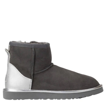 Жіночі уггі Міні Сірі Замша Металік Ugg Classic Mini Grey Chromium (37, сірий)