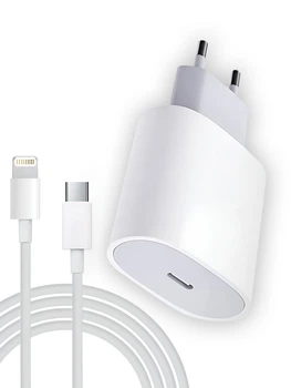 Комплект Зарядний пристрій Foxconn зі швидкою зарядкою 20W USB-C + Кабель USB-C - Lightning 20W 1 м White для Apple iPhone (37431-be)