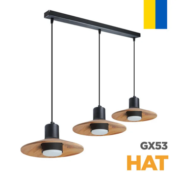 Підвіс SP HAT 3*GX53, 800*240*1345, чорний, метал-дерево, Світокоплект