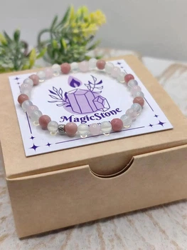 Браслет Magic Stone з місячного каменю, рожевого кварцу та родоніту, 4 мм, one size
