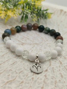 Браслет Magic Stone для Овна з агатом та кварцом, 8 мм, one size