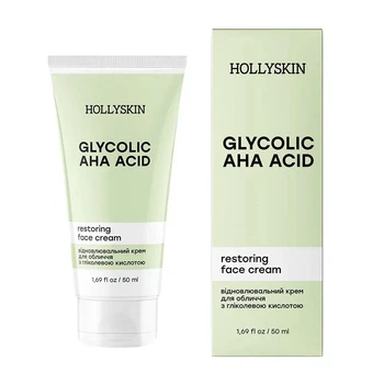 Возобновляющийся крем для лица с гликолевой кислотой HOLLYSKIN Glycolic AHA Acid Face Cream 50мл