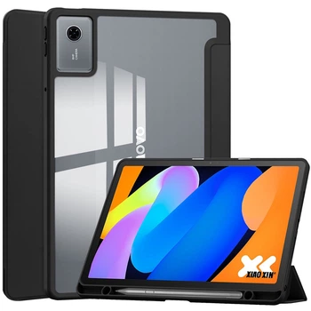 Чехол Tri-fold Clear Acrylic Lenovo Idea Tab 11" TB336FU, ZU / Tab K11 2nd Gen / Xiaoxin Pad 2025 с местом для стилуса Черный