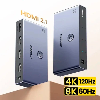 HDMI переключатель UGREEN CM624 8K 60Hz 4K 120Hz 3 входа в 1 выход с пультом дистанционного управления
