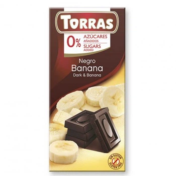 Шоколад Без Цукру Torras чорний з бананом 75 г