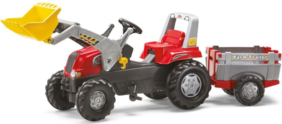 Traktor na pedałach Rolly Toys Junior RT z przyczepą i łyżką Czerwony (4006485811397)