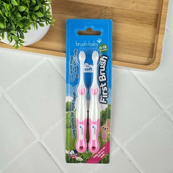 Зубная щетка Baby First Brush от 0 до 18 месяцев розовая 2 шт