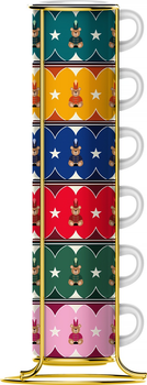 Набір чашок для еспресо Bialetti Joyful Christmas на підставці 6 шт 80 мл (8006363095167)