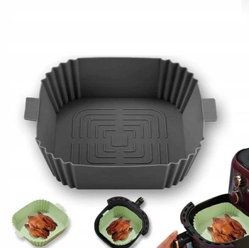 Силіконова форма для аерофгриля аерофритюрниці Air Fryer 19,5×19,5 см багаторазова форма для запікання Koanni чорна
