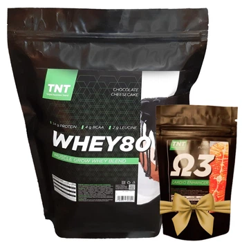 Протеїн TNT WHEY 80 2 кг Chocolate cheesecake + Омега-3 в подарунок