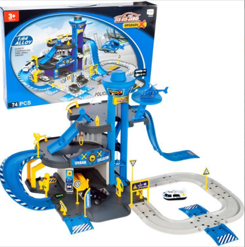 Паркінг Великий Multistore 660-A2 EcoToys поліцейська станція 3-рівневий з ліфтом машинками і гелікоптером 74 деталі (5905817004089)