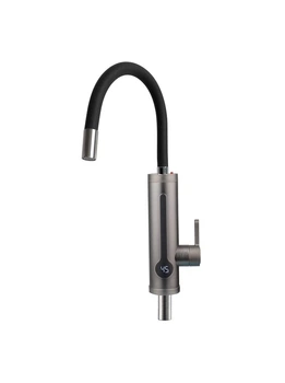 Проточный кран с подогревом для кухни WEZER SDR-G18TR-Grey графит оружейная сталь с гибким изливом