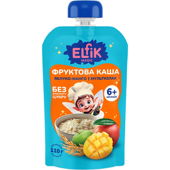 Фруктова каша Elfik Magic з яблук, мультизлакової каші та манго 110 г