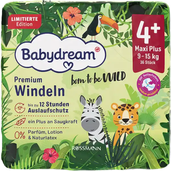 Подгузники Babydream 4+ (9-15кг) 36шт лимитированная серия