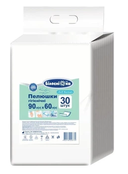 Одноразові пелюшки Білосніжка Soft Normal (90х60 см) 30 шт.