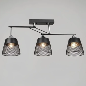 Люстра потолочная VALESO B K2324/3 BK+CH на 3 черных плафона из металлической сетки под лампы Е27 корпус черно-хромовый