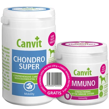 Набір вітамінно-мінеральних комплекс CANVIT Chondro Super + Canvit Immuno 230гр+100гр, для собак