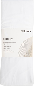 Простирадло Homla Basic Danielle сатинове Біле 90 x 200 см (5904183855387)