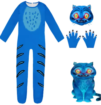 Костюм тигра на зріст 160 см K-Pop Demon Hunters Blue Tiger тигр Кейпоп мисливці на демонів поліестер комплект рукавиці та маска