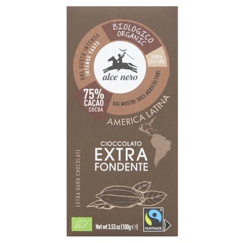 Шоколад чорний 75% Fairtrade America Latina Alce Nero 100 г (19022563)