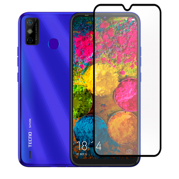 Защитное стекло для телефона Tecno Spark 6 Go (KE5) противоударное полноэкранное черное