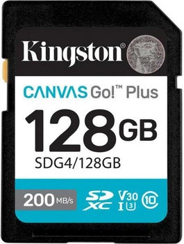 SD Kingston 128 GB SDXC Canvas Go! Plus UHS-I U3 V30 Class 10 (SDG4/128GB)