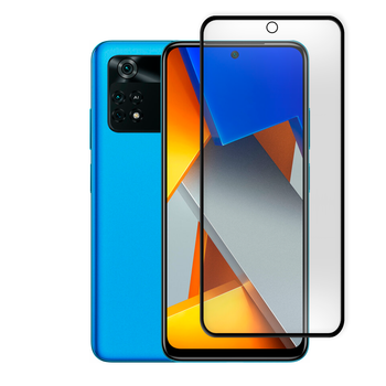Защитное стекло для телефона Xiaomi POCO M4 Pro 4G противоударное полноэкранное черное
