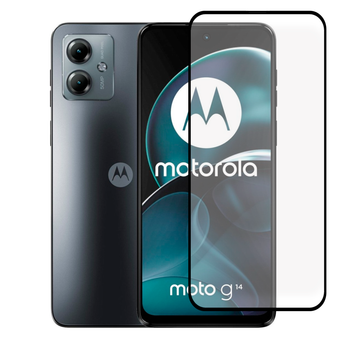 Защитное стекло для телефона Motorola Moto G14 (PAYF0006RS) противоударное полноэкранное черное