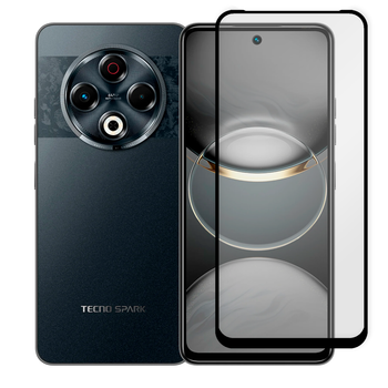 Защитное стекло для телефона Tecno Spark 30 (KL6) противоударное полноэкранное черное
