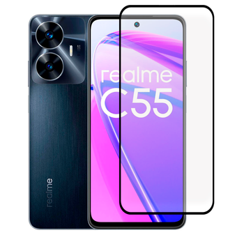 Защитное стекло для телефона Realme C55 противоударное полноэкранное черное