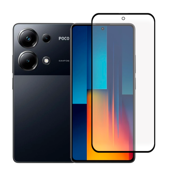 Защитное стекло для телефона Xiaomi POCO M6 Pro 4G противоударное полноэкранное черное