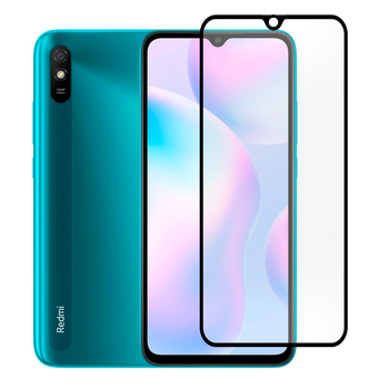 Защитное стекло для телефона Xiaomi Redmi 9A противоударное полноэкранное черное