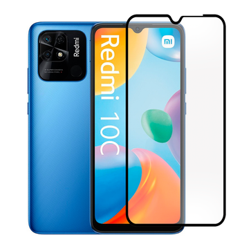 Защитное стекло для телефона Xiaomi Redmi 10C противоударное полноэкранное черное