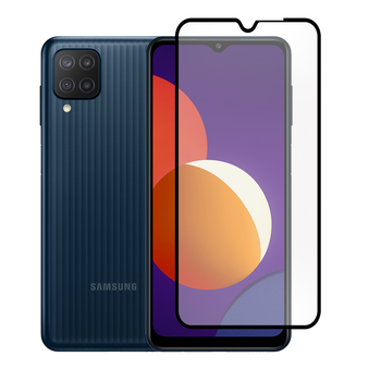 Защитное стекло для телефона Samsung Galaxy M12 (SM-M127F) противоударное полноэкранное черное