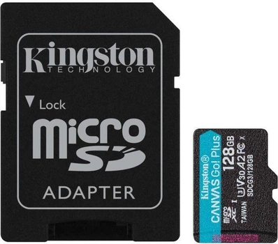 MicroSDXC Kingston 128 GB microSDXC Canvas Go! Plus UHS-I U3 V30 A2 Class 10 + SD-adapter (SDCG4/128GB)