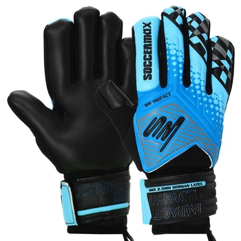 Профессиональные перчатки вратарские с защитой пальцев SOCCERMAX GK-4317 размер 9 синий-голубой