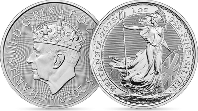 Инвестиционная серебряная монета Британии Коронация Чарльза III тип 2 2023